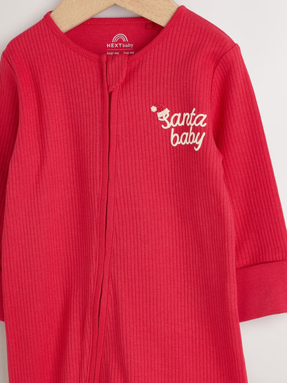 Red Baby Christmas Santa Sleepsuit (0mths-3yrs)
