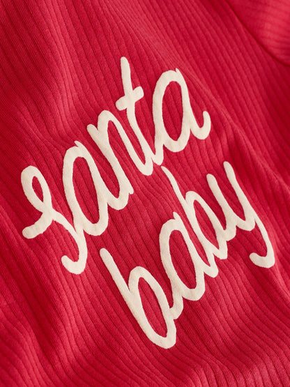 Red Baby Christmas Santa Sleepsuit (0mths-3yrs)
