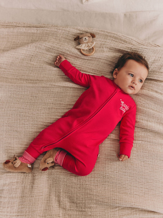 Red Baby Christmas Santa Sleepsuit (0mths-3yrs) image 1
