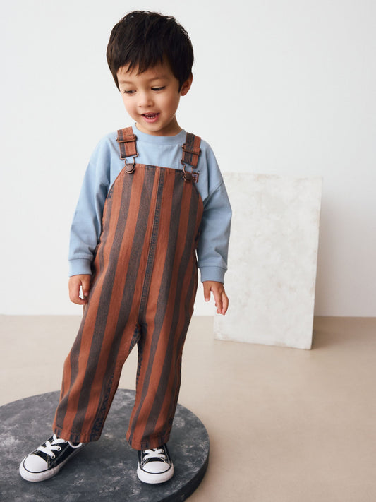 Rust Stripe Dungarees (3mths-7yrs) image 1