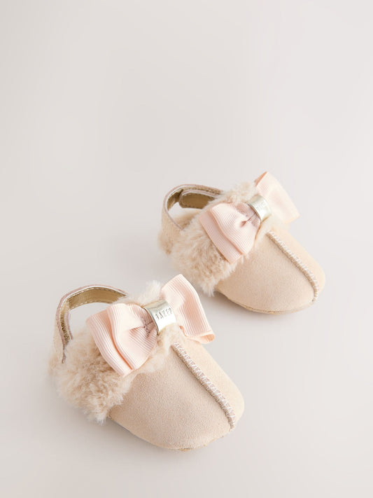 Baker by Ted Baker Baby Girls Faux Fur Trim Padders Mules image 2