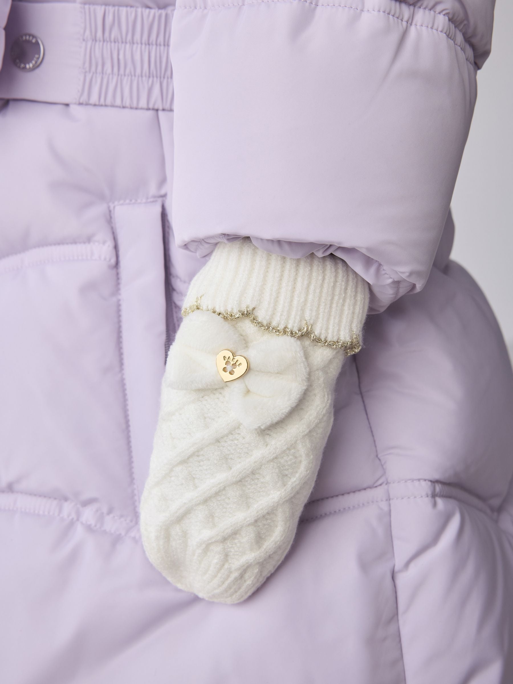 Baker By Ted Baker Girls Double Pom Eared Hat and Mittens Set image 4