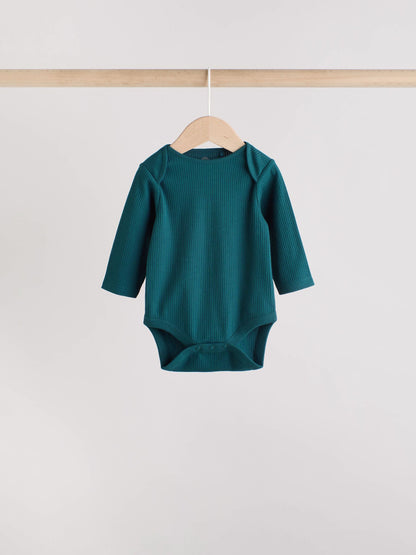 Blue Baby Long Sleeve Bodysuits 5 Pack image 8