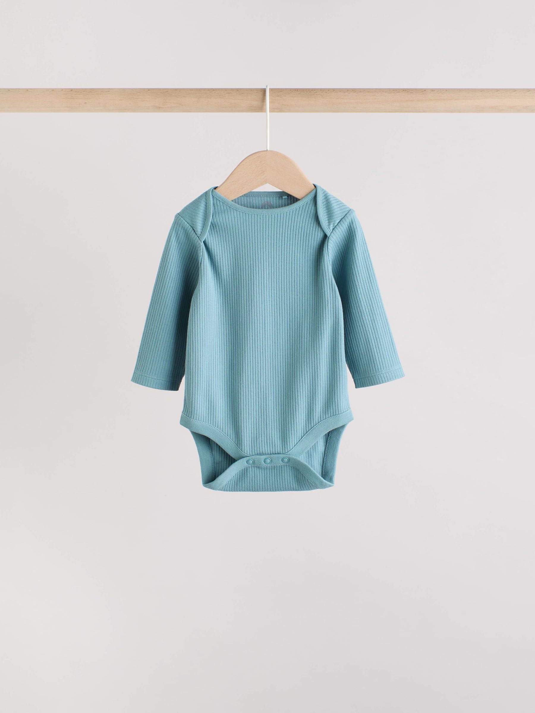 Blue Baby Long Sleeve Bodysuits 5 Pack image 9