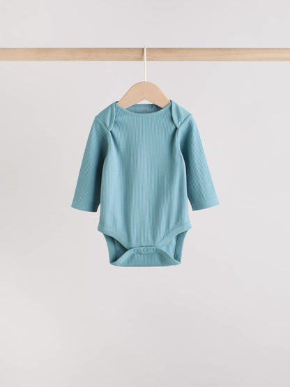 Blue Baby Long Sleeve Bodysuits 5 Pack image 9