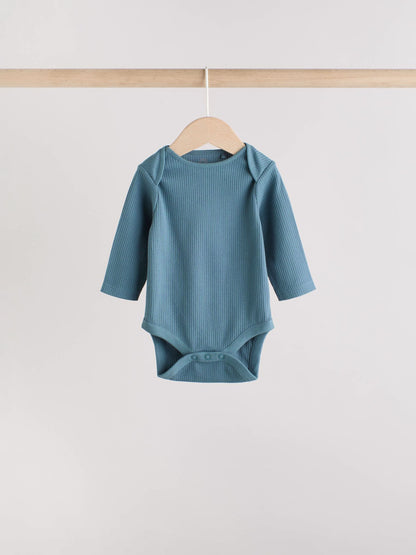 Blue Baby Long Sleeve Bodysuits 5 Pack image 6