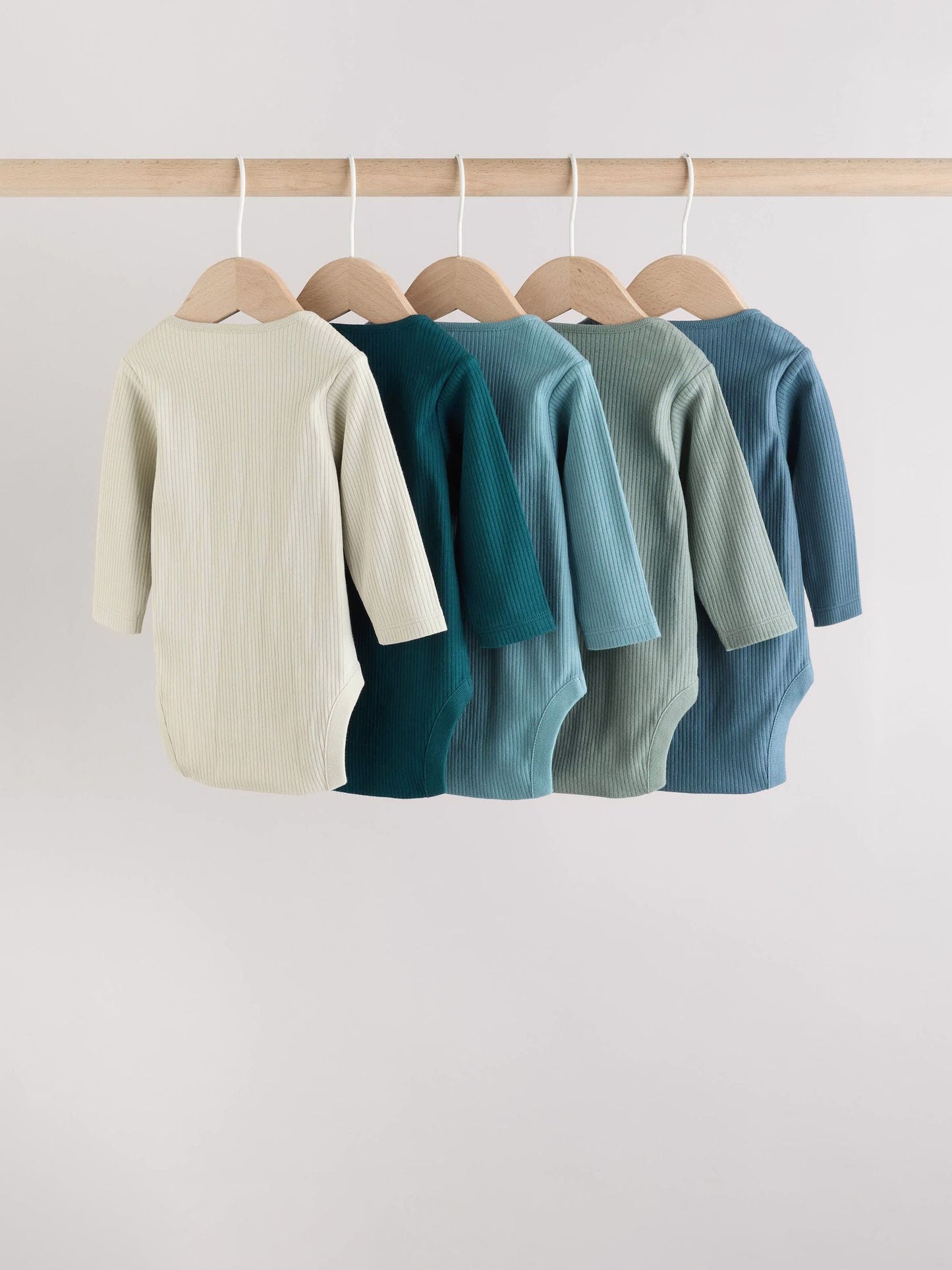 Blue Baby Long Sleeve Bodysuits 5 Pack image 7