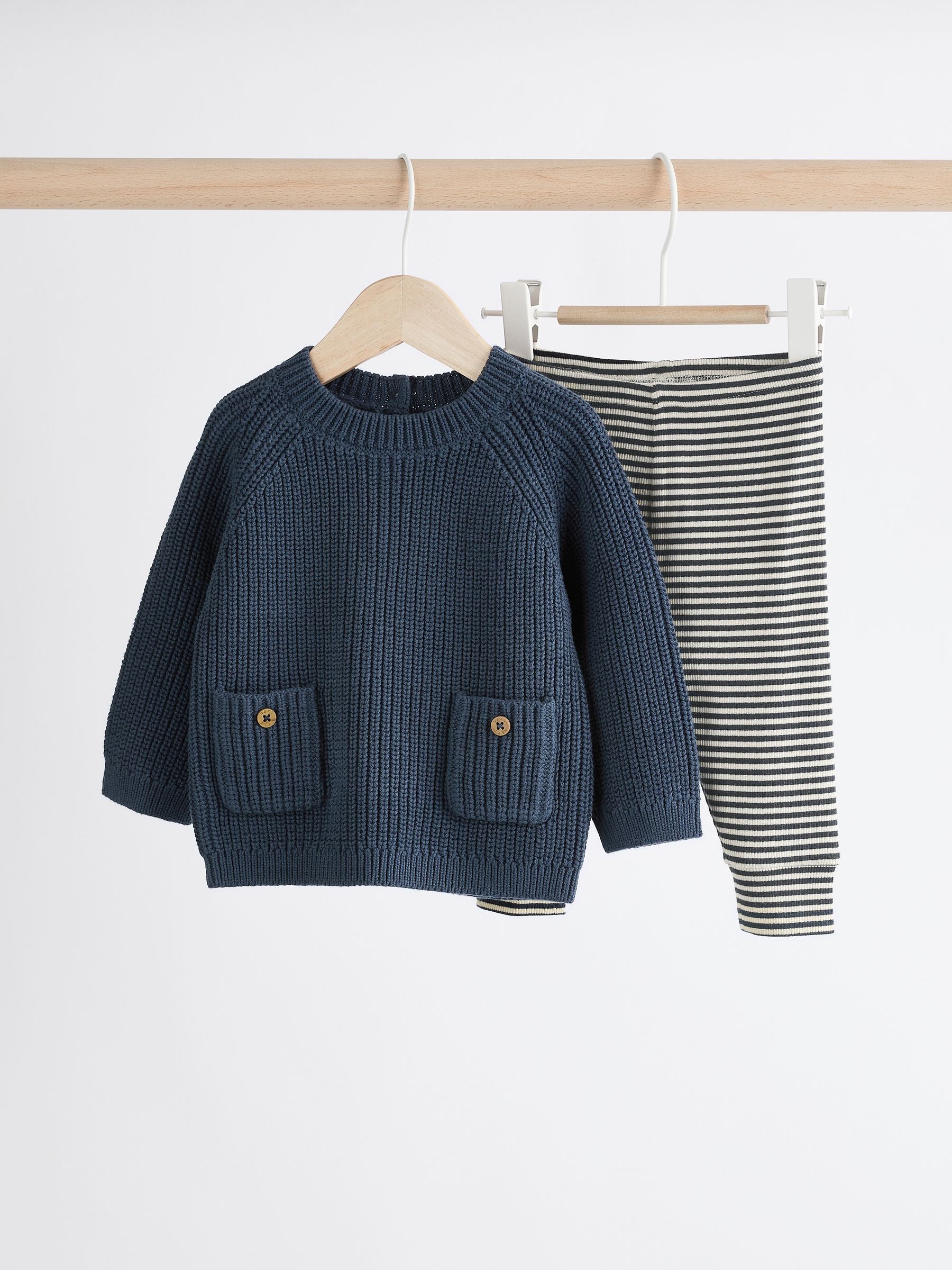 Blue Baby Knitted Jumper and Leggings Set (0mths-2yrs) image 1