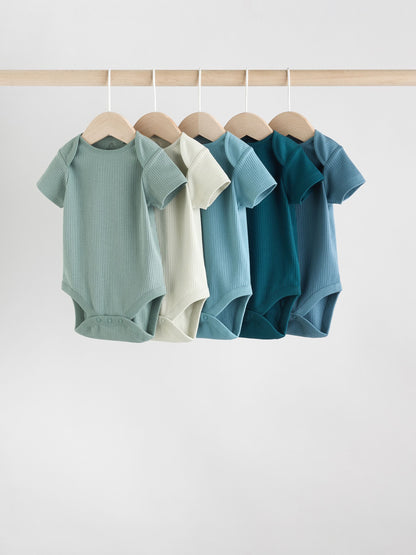 Blue Baby Short Sleeve Bodysuits 5 Pack image 1