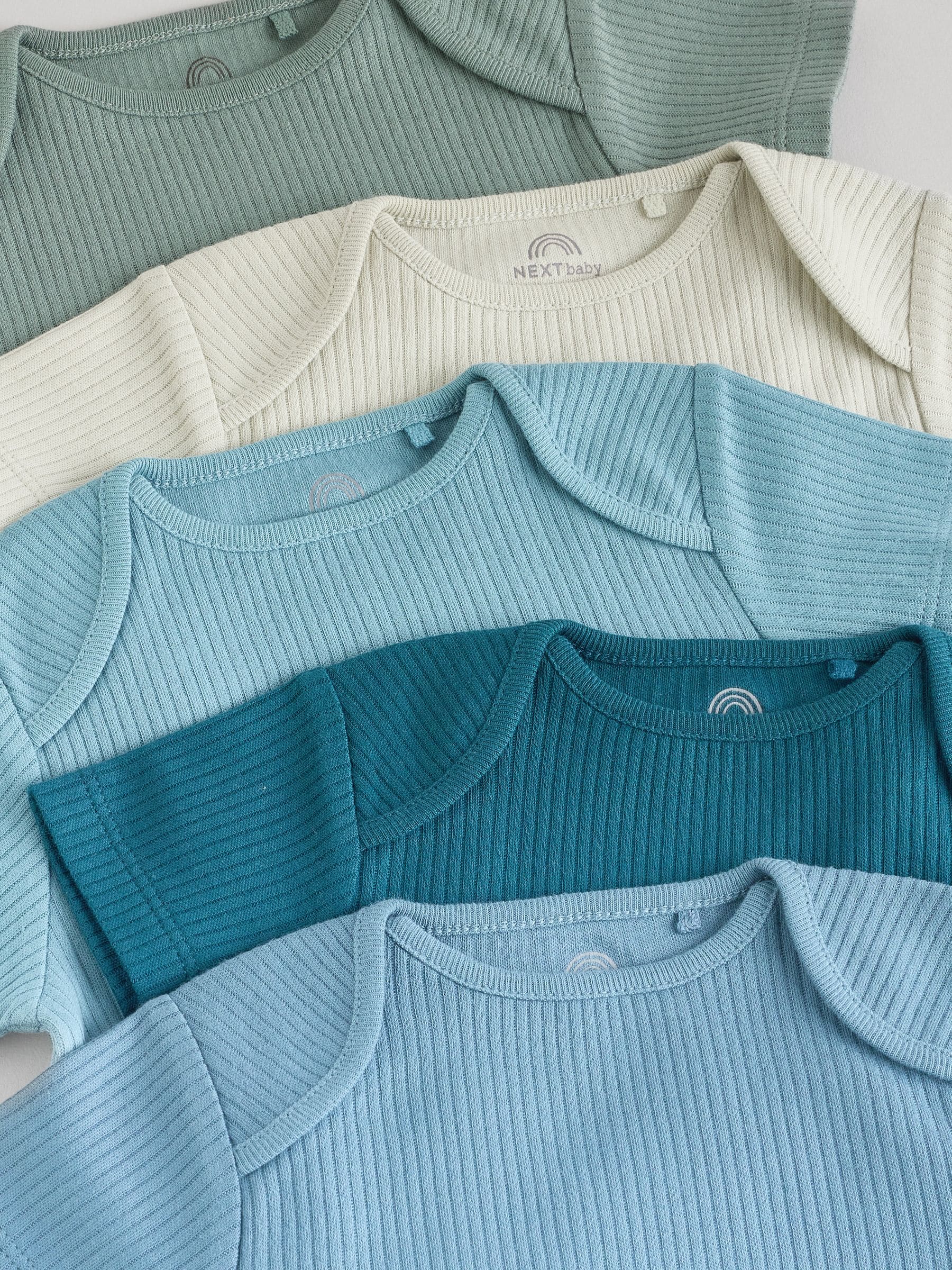 Blue Baby Short Sleeve Bodysuits 5 Pack image 3
