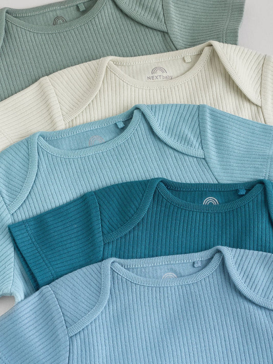 Blue Baby Short Sleeve Bodysuits 5 Pack image 3
