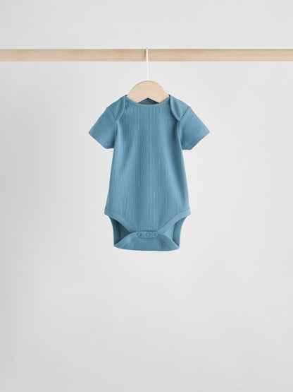 Blue Baby Short Sleeve Bodysuits 5 Pack image 9