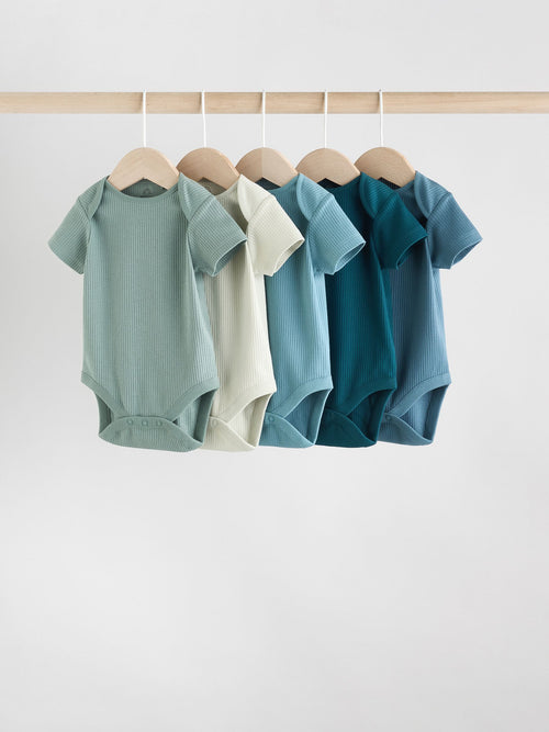 Blue Baby Short Sleeve Bodysuits 5 Pack image 1