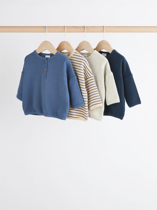 Blue Stripe Baby Long Sleeve T-Shirts 4 Pack (0mths-2yrs) image 1