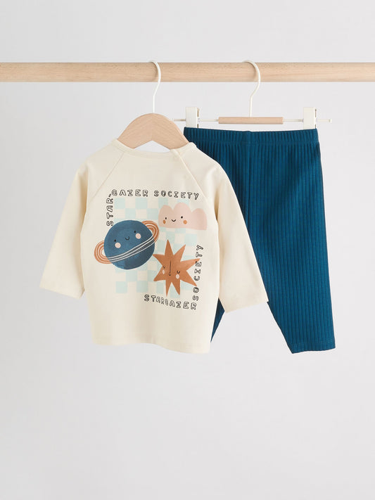 Blue Space Baby Top and Leggings Set 2 Piece (0mths-3yrs) image 2