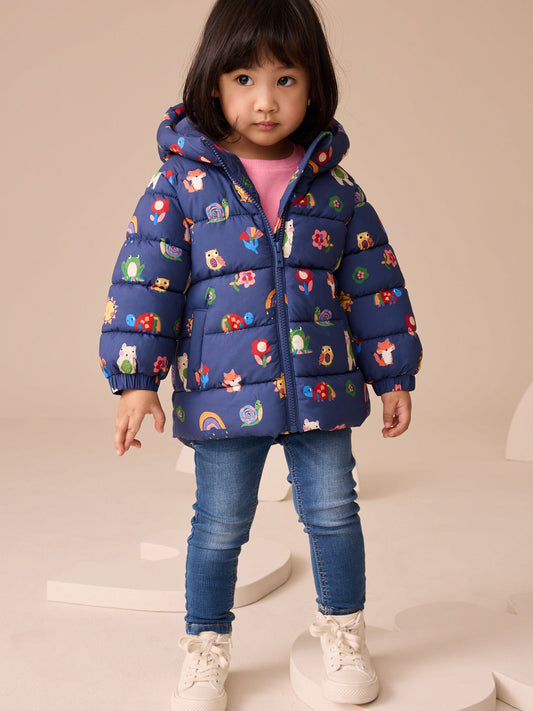 Navy Character Shower Resistant Fleece Lined Hooded Padded Coat (3mths-7yrs) - image 2