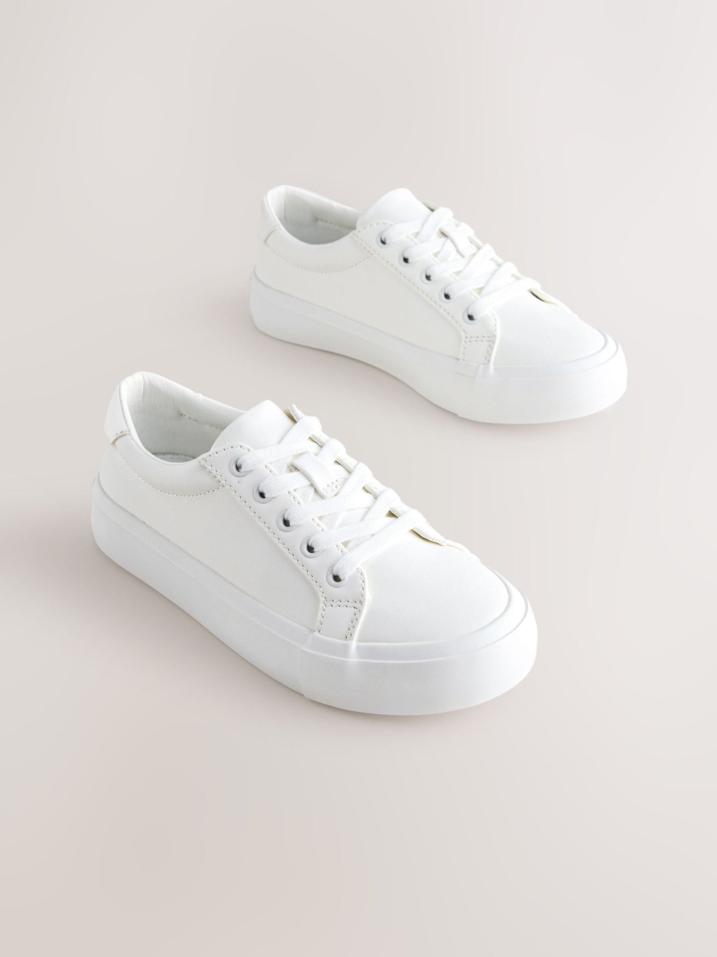 White Wide Fit (G) Lace-Up Smart Trainers image 1