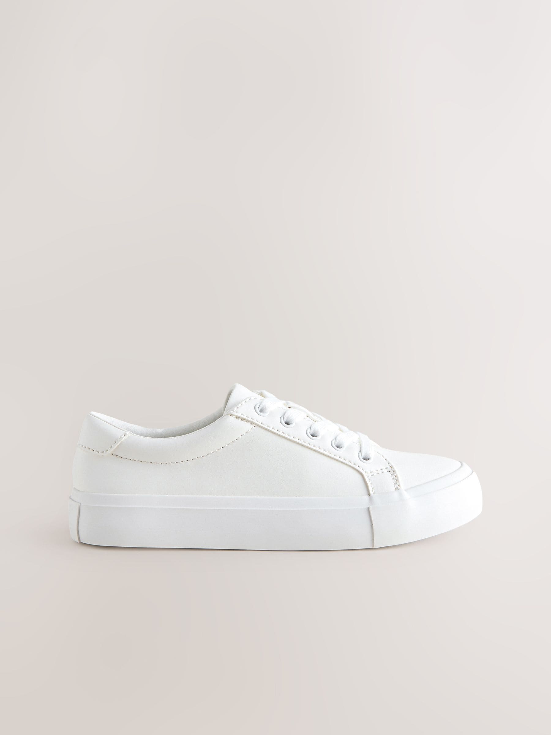White Wide Fit (G) Lace-Up Smart Trainers image 2