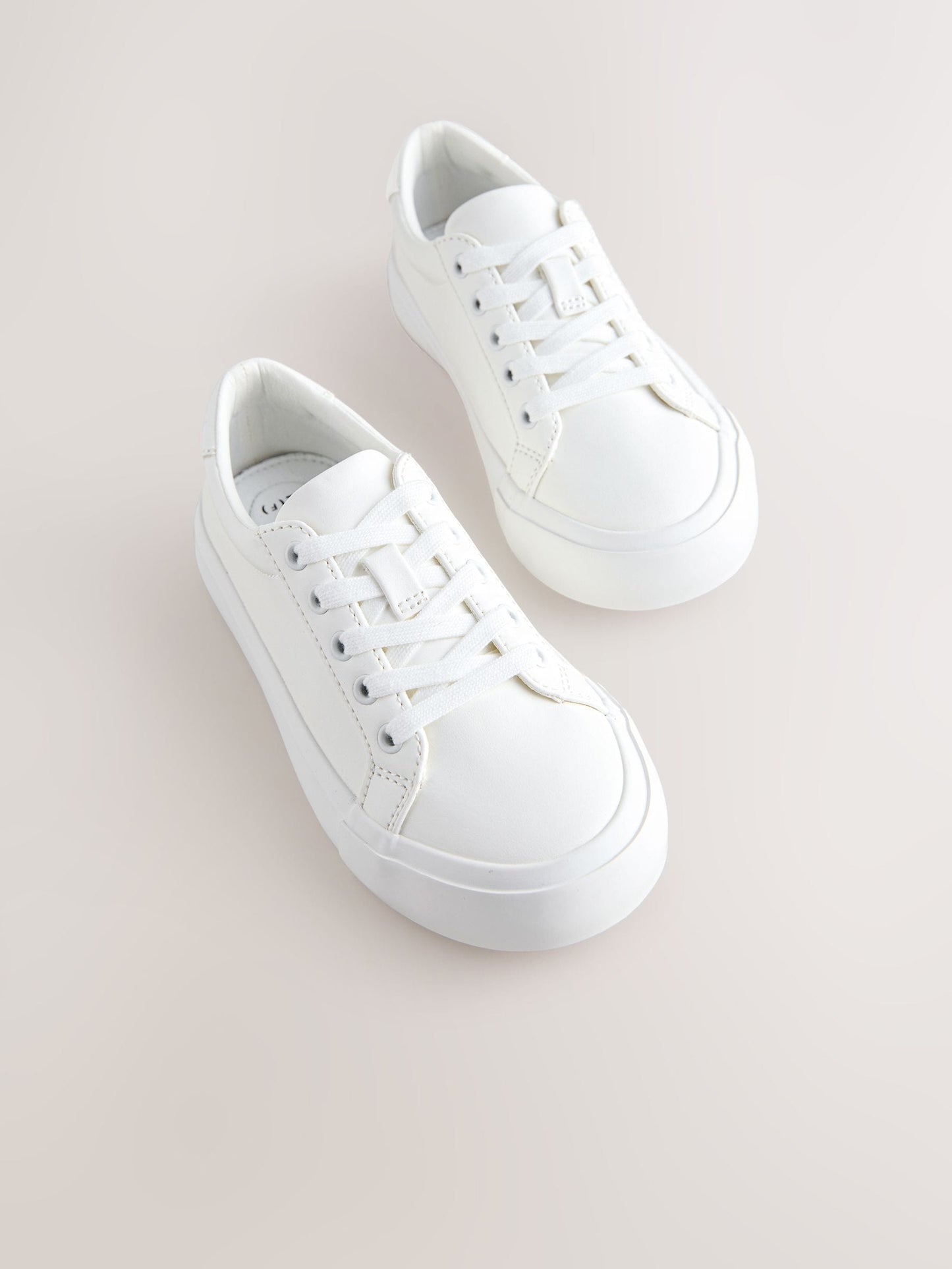 White Wide Fit (G) Lace-Up Smart Trainers image 4