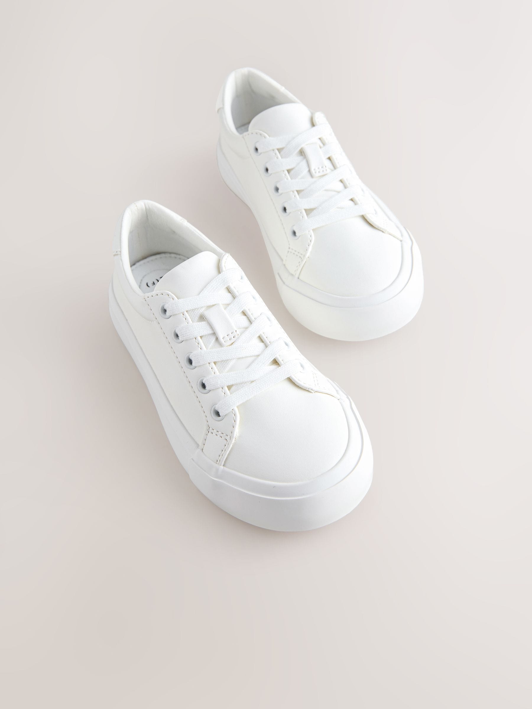 White Wide Fit (G) Lace-Up Smart Trainers image 4