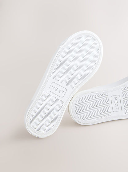 White Wide Fit (G) Lace-Up Smart Trainers image 5