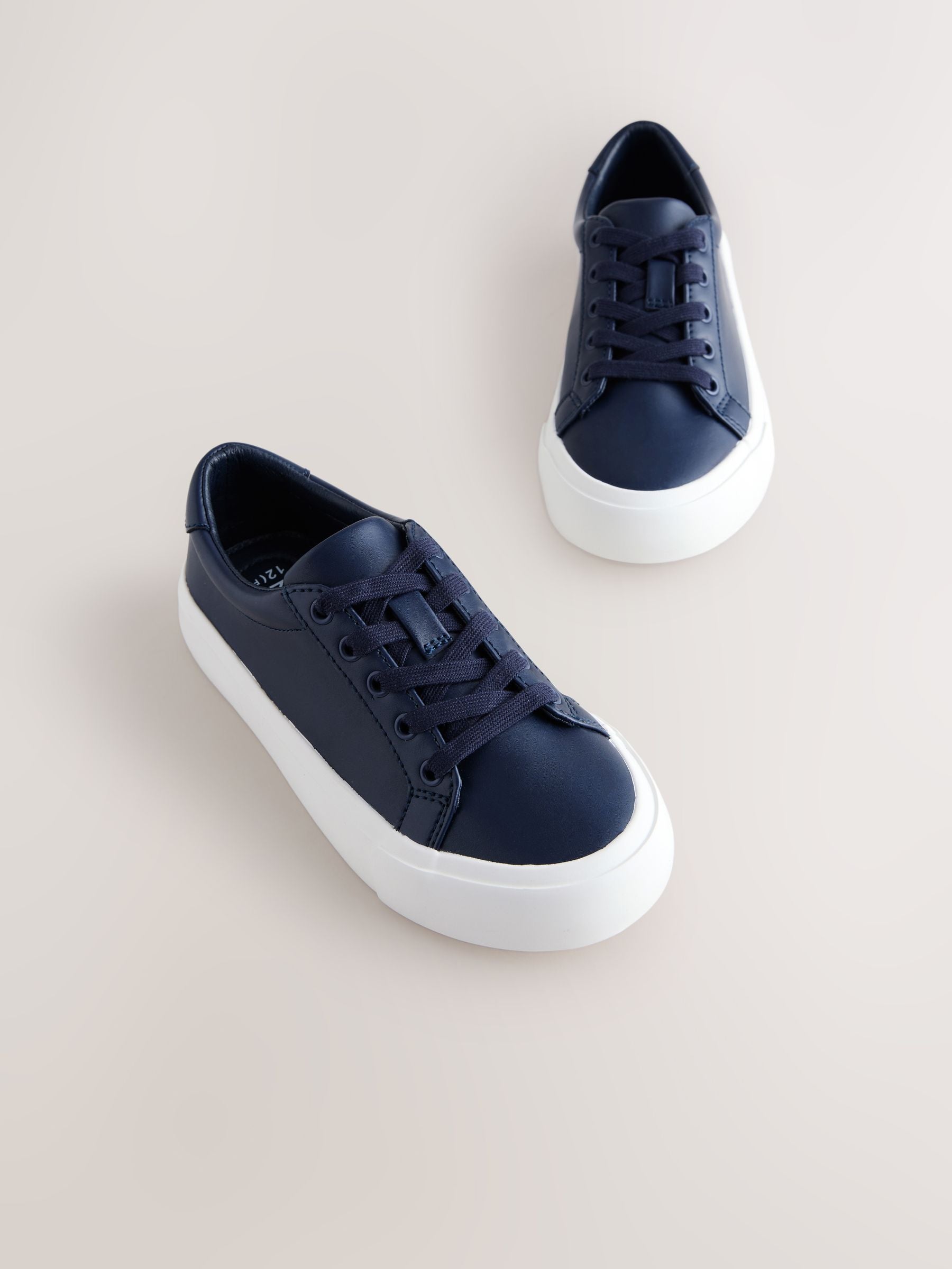 Navy Wide Fit (G) Lace-Up Smart Trainers image 1