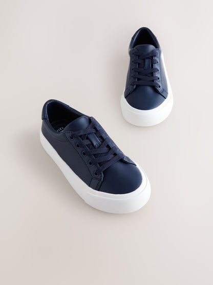 Navy Wide Fit (G) Lace-Up Smart Trainers image 1