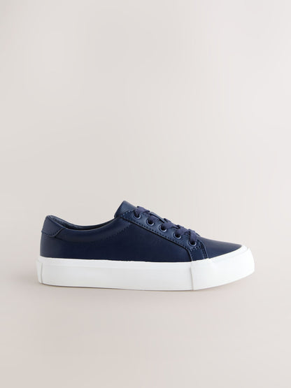 Navy Wide Fit (G) Lace-Up Smart Trainers image 2