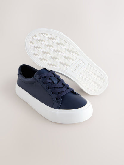 Navy Wide Fit (G) Lace-Up Smart Trainers image 3