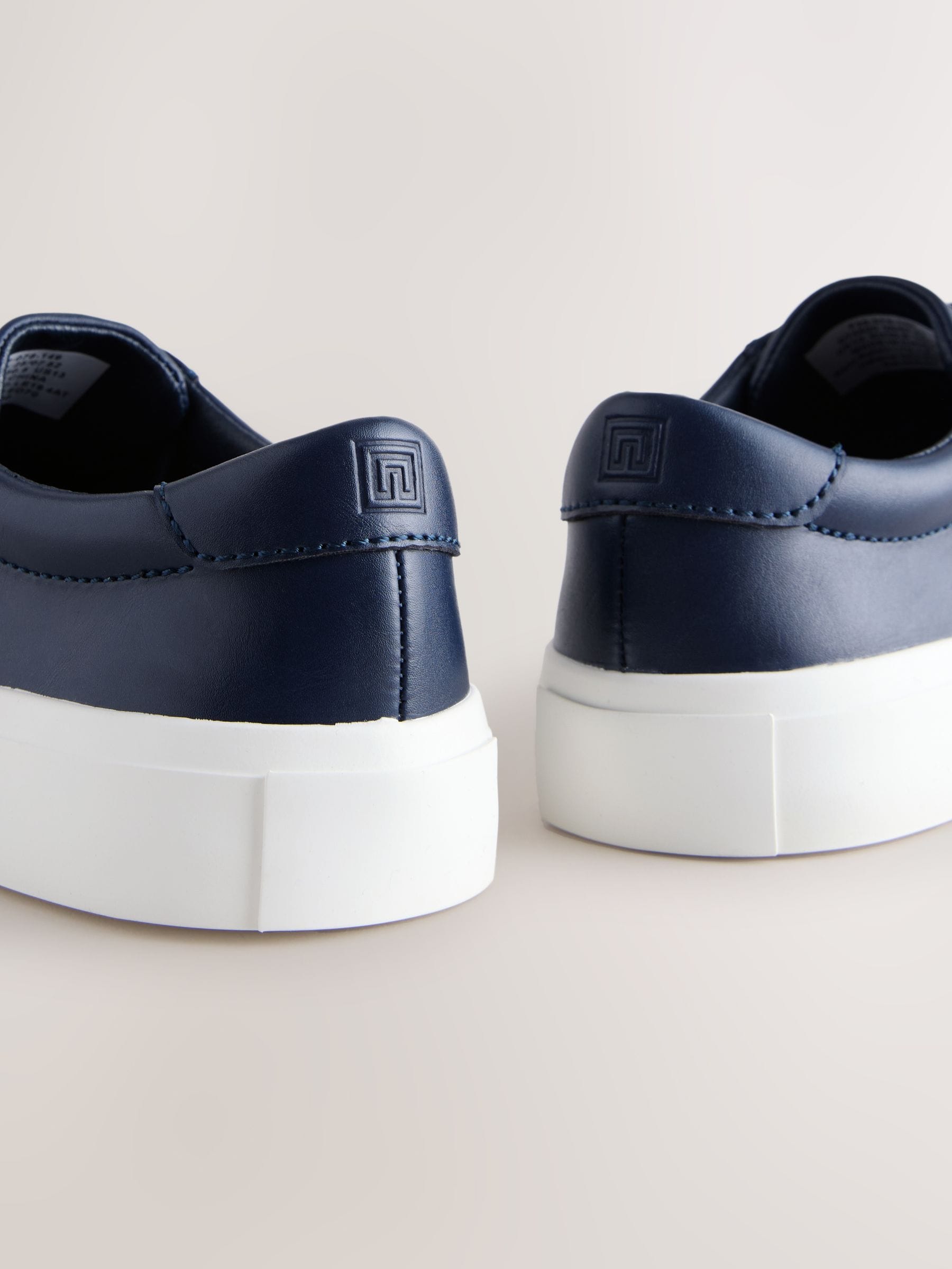 Navy Wide Fit (G) Lace-Up Smart Trainers image 4