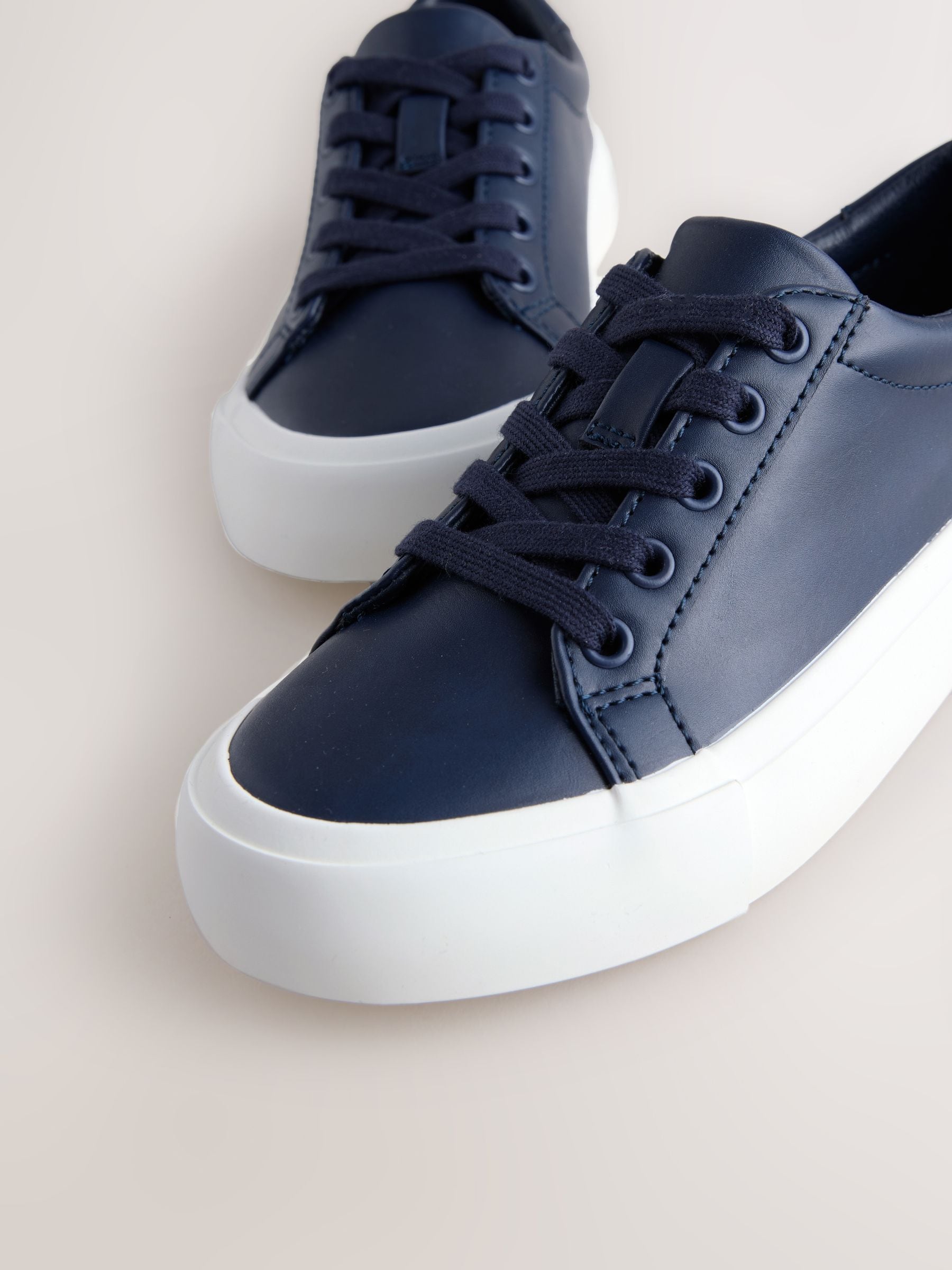 Navy Wide Fit (G) Lace-Up Smart Trainers image 5