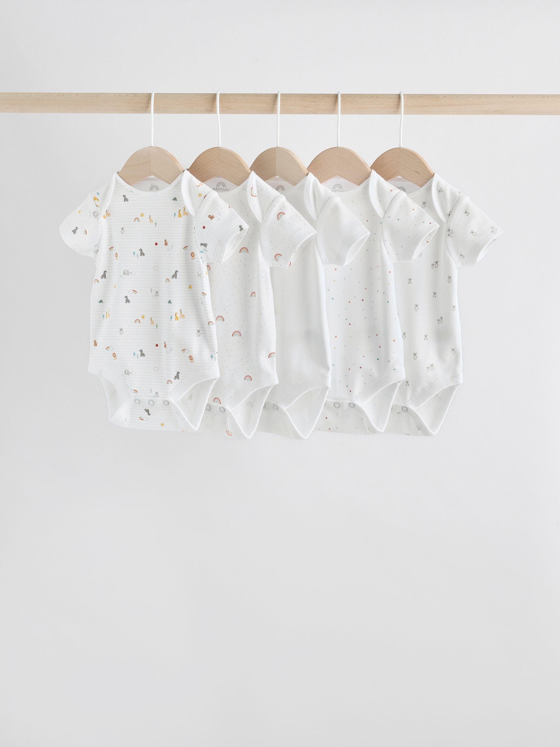 White Character 5 Pack Baby Short Sleeve Bodysuits image 1