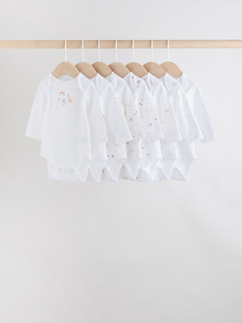 Dsiney Kidz - White Character 7 Pack Long Sleeve 100% Cotton Baby Bodysuits image 1