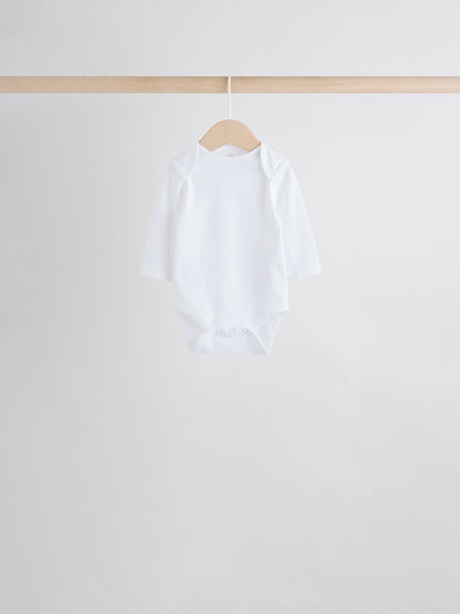 White Character 7 Pack Long Sleeve 100% Cotton Baby Bodysuits image 4