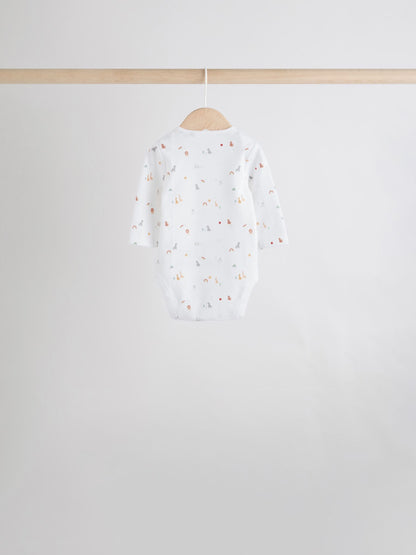 White Character 7 Pack Long Sleeve 100% Cotton Baby Bodysuits image 5