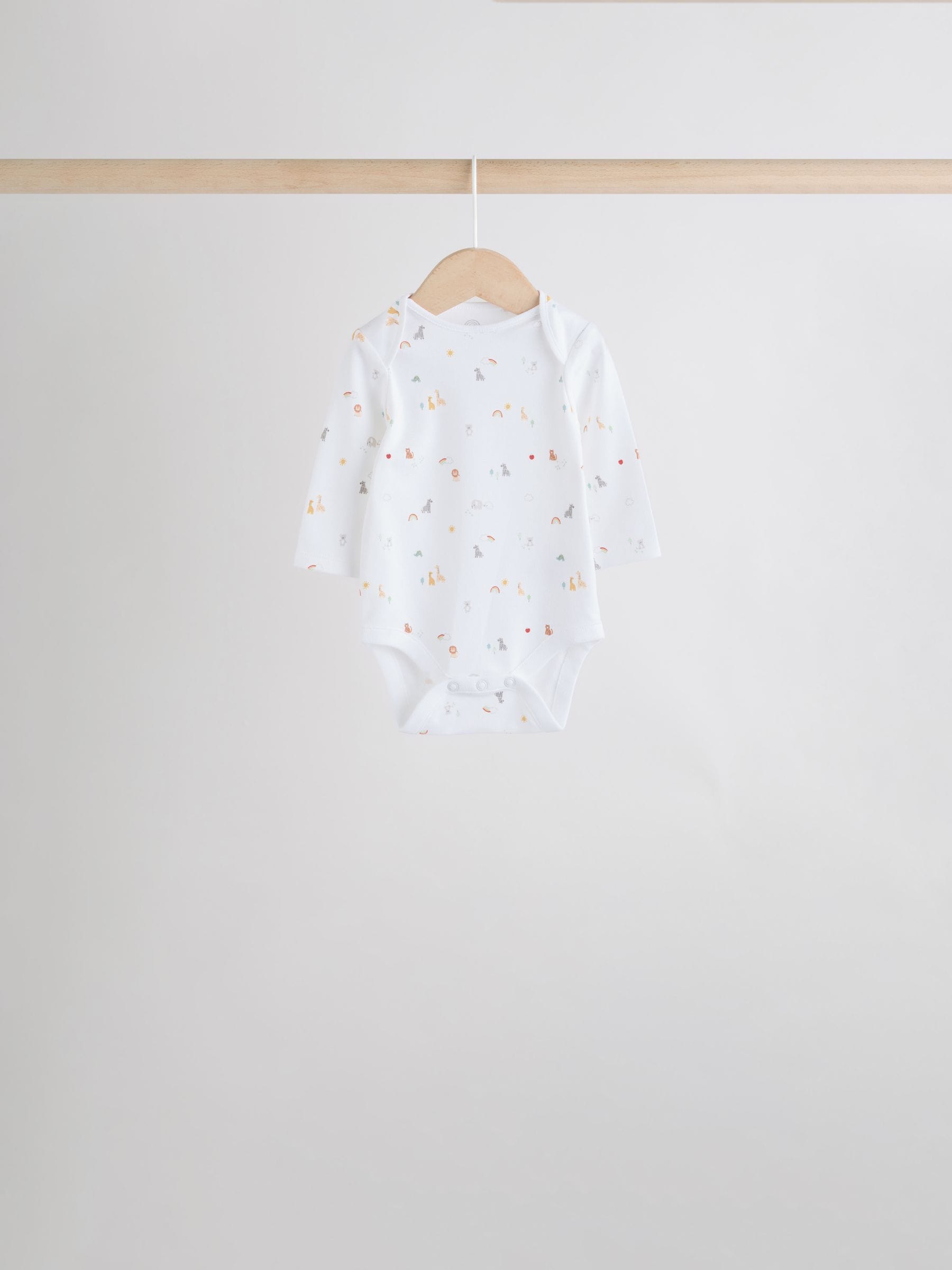 White Character 7 Pack Long Sleeve 100% Cotton Baby Bodysuits image 6
