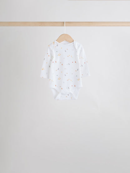 White Character 7 Pack Long Sleeve 100% Cotton Baby Bodysuits image 6