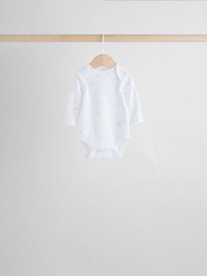 White Character 7 Pack Long Sleeve 100% Cotton Baby Bodysuits image 9