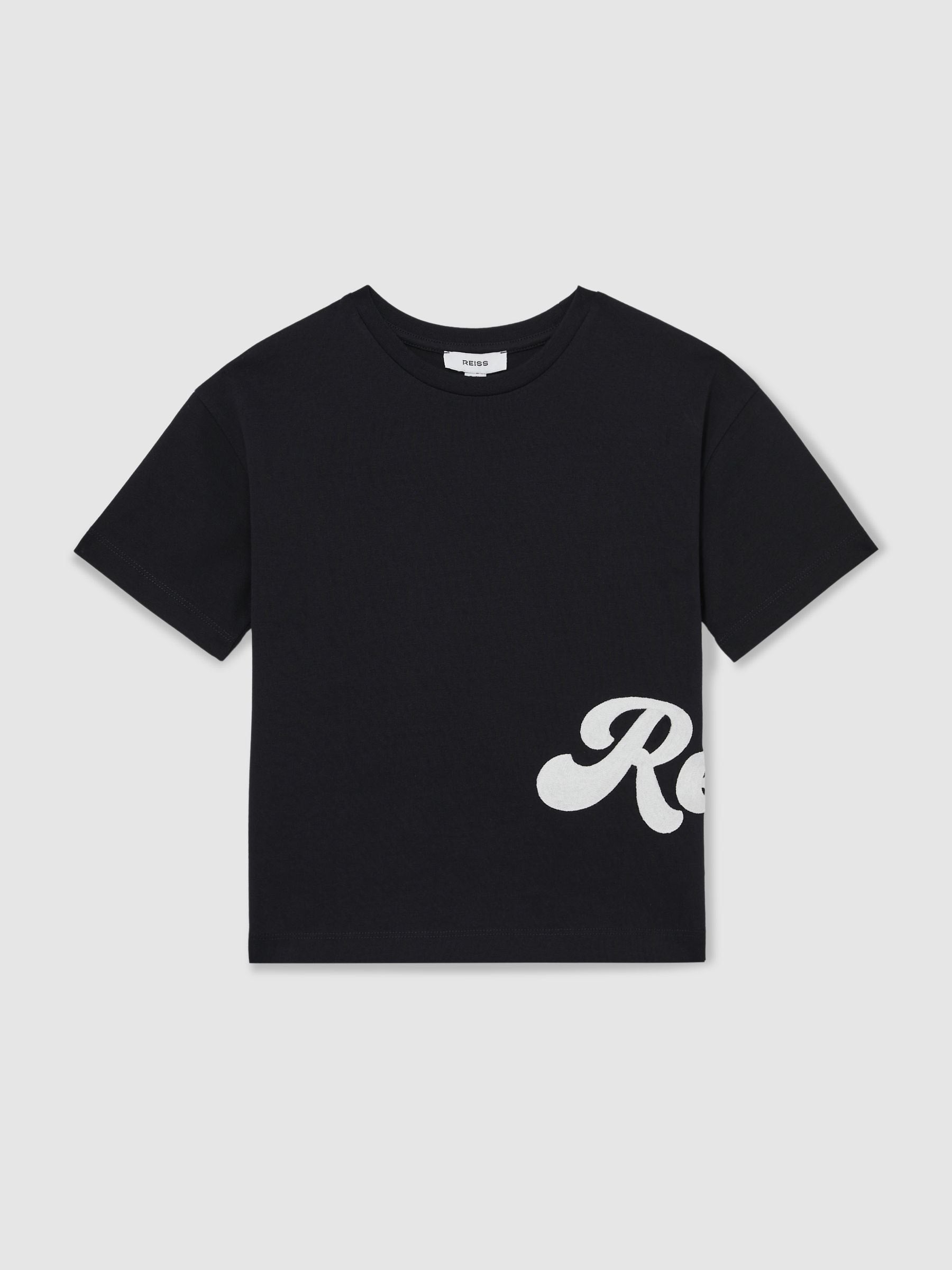 Dsiney Kidz - Reiss Navy Freddie 9-13 yrs Cotton Script-Logo Oversized T-Shirt image 2