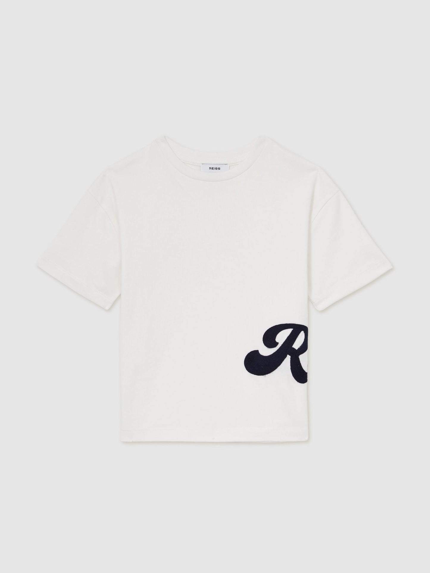 Dsiney Kidz - Reiss White Freddie 9-13 yrs Cotton Script-Logo Oversized T-Shirt image 2