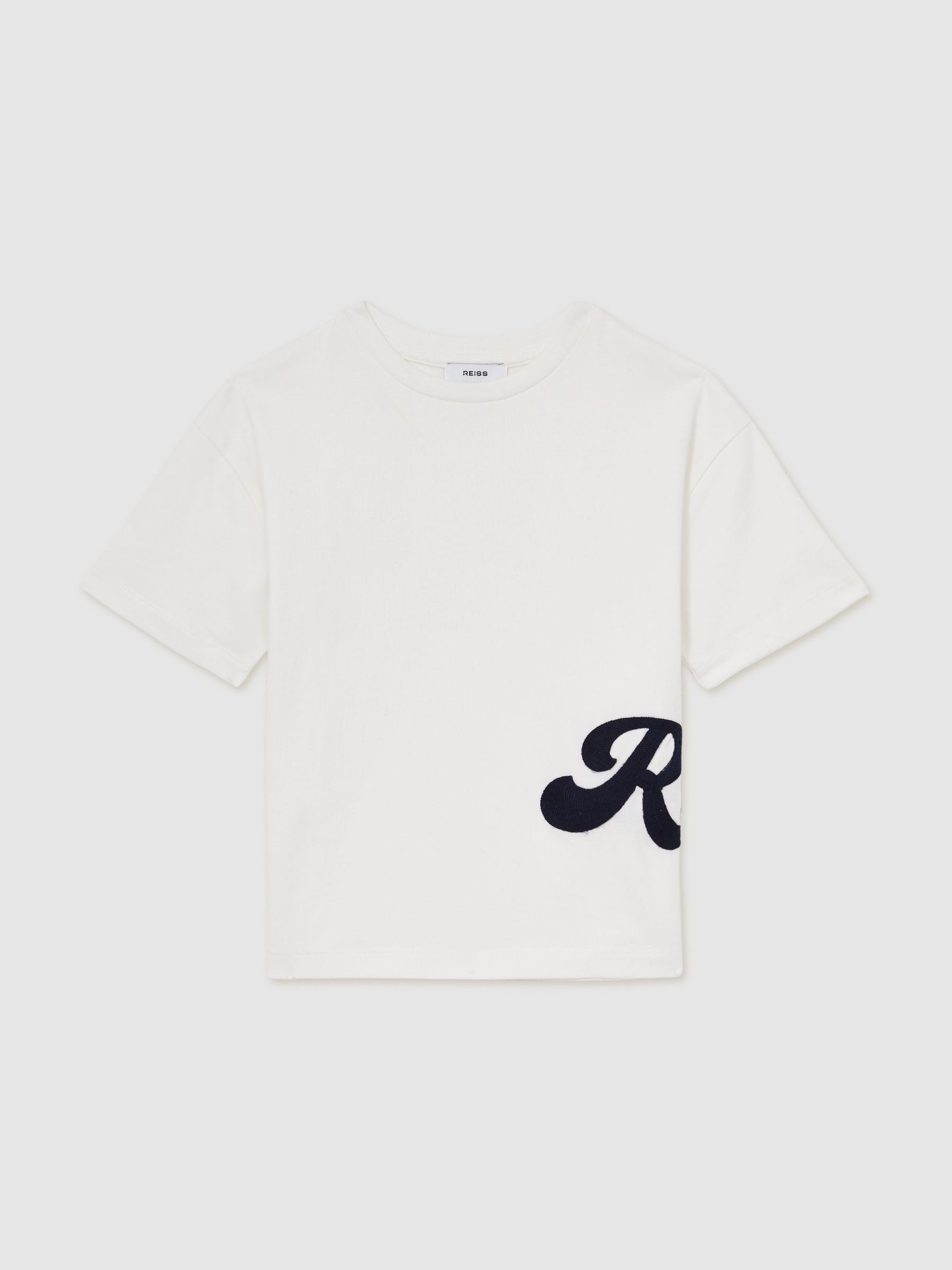 Dsiney Kidz - Reiss White Freddie 9-13 yrs Cotton Script-Logo Oversized T-Shirt image 2