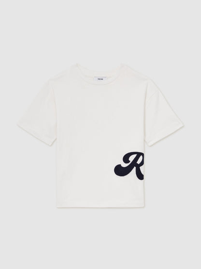 Dsiney Kidz - Reiss White Freddie 9-13 yrs Cotton Script-Logo Oversized T-Shirt image 2