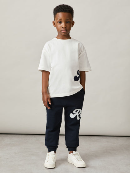 Dsiney Kidz - Reiss White Freddie 9-13 yrs Cotton Script-Logo Oversized T-Shirt image 3