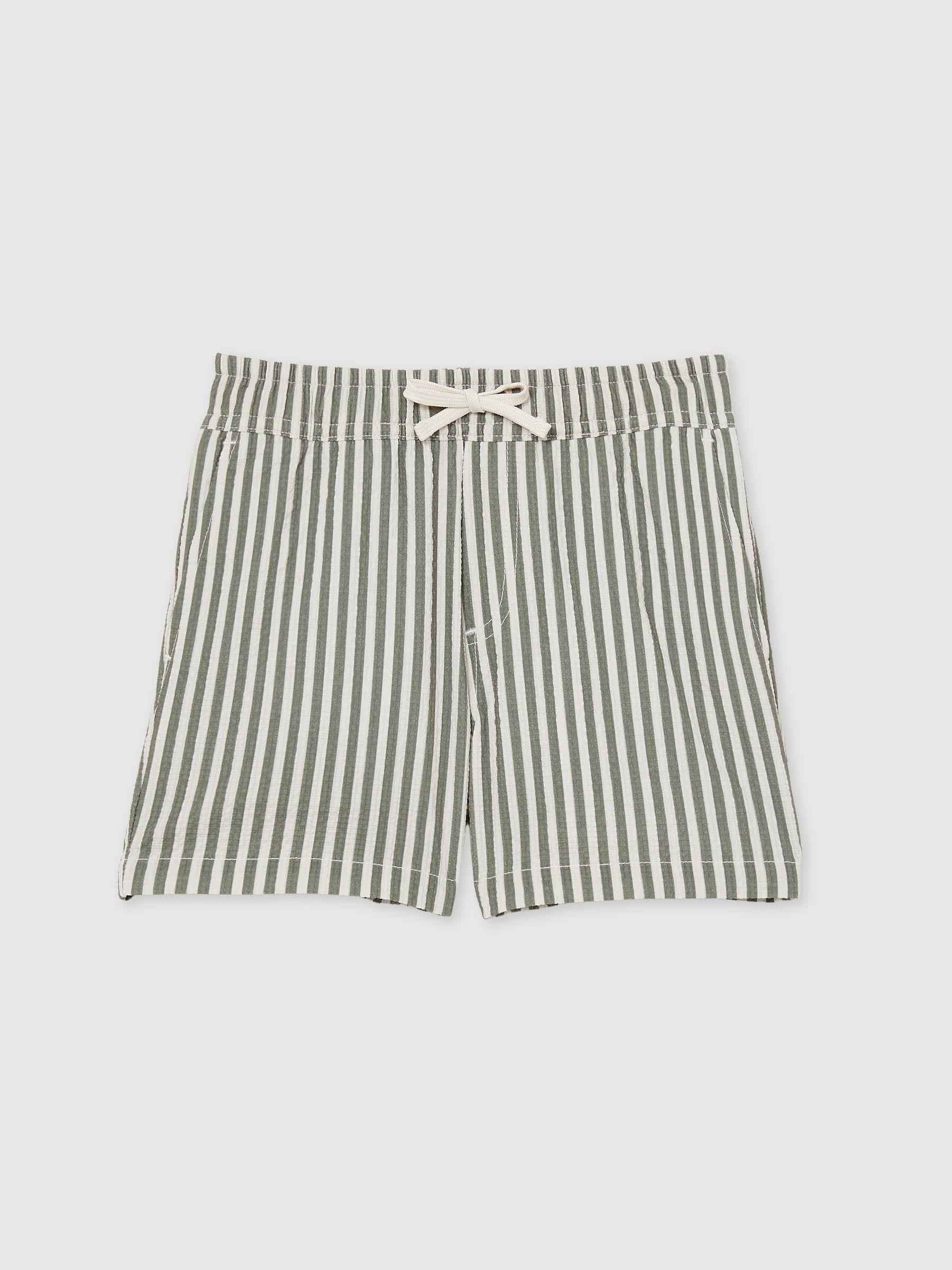 Reiss Sage/White Bay 13-14 yrs Seersucker Striped Swim Shorts image 1