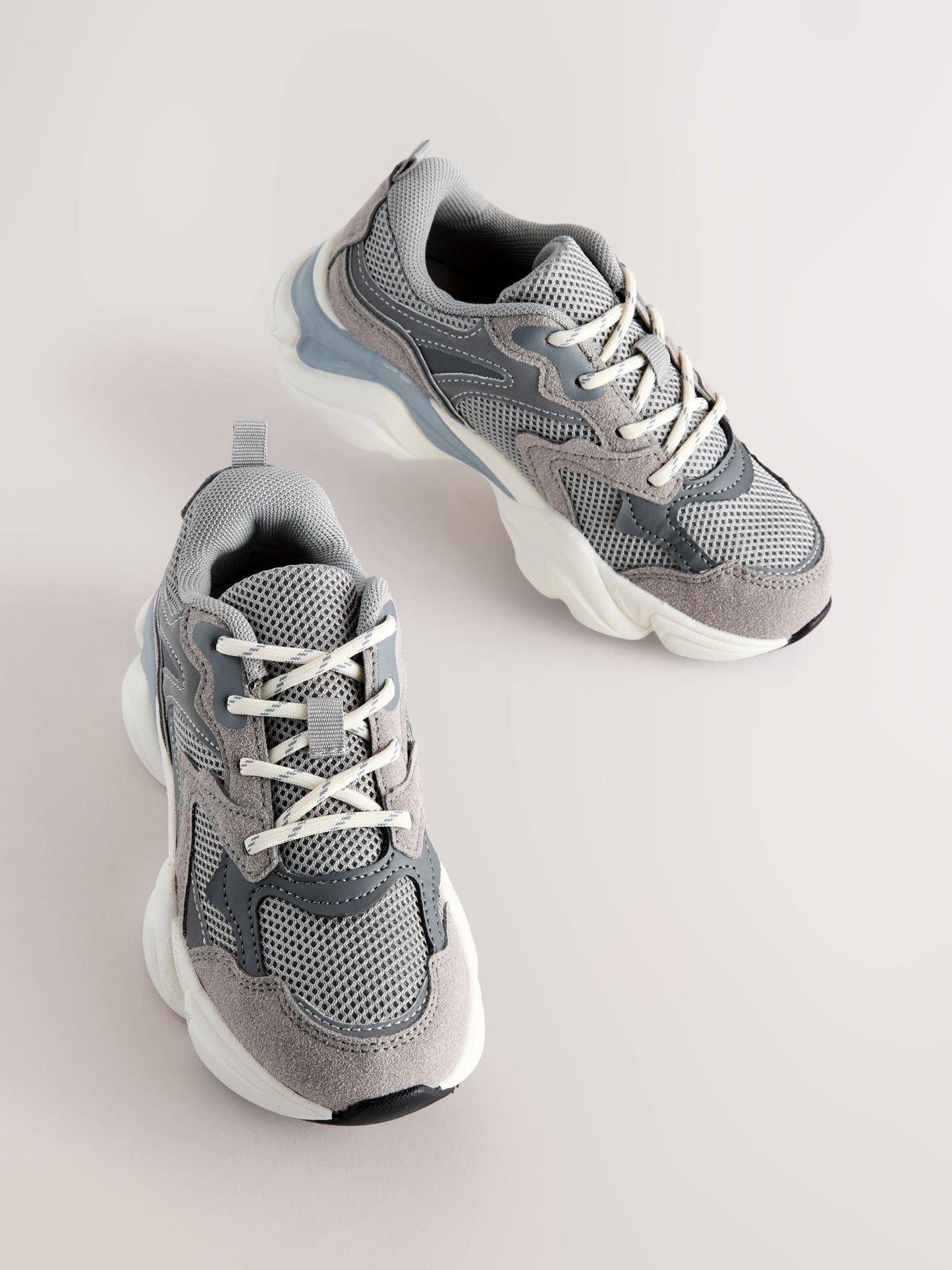 Grey Lace Up Trainers image 1