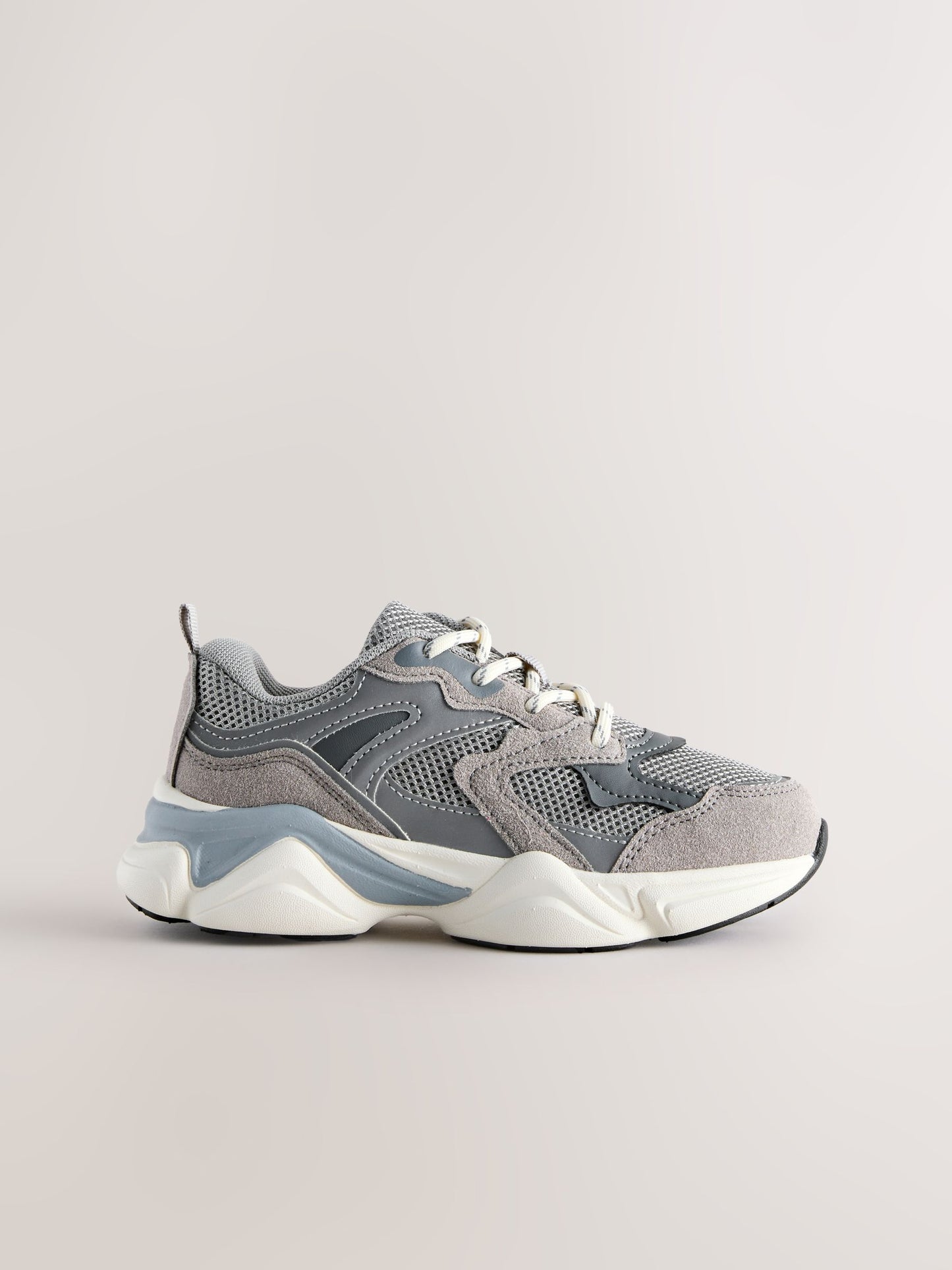 Grey Lace Up Trainers image 2