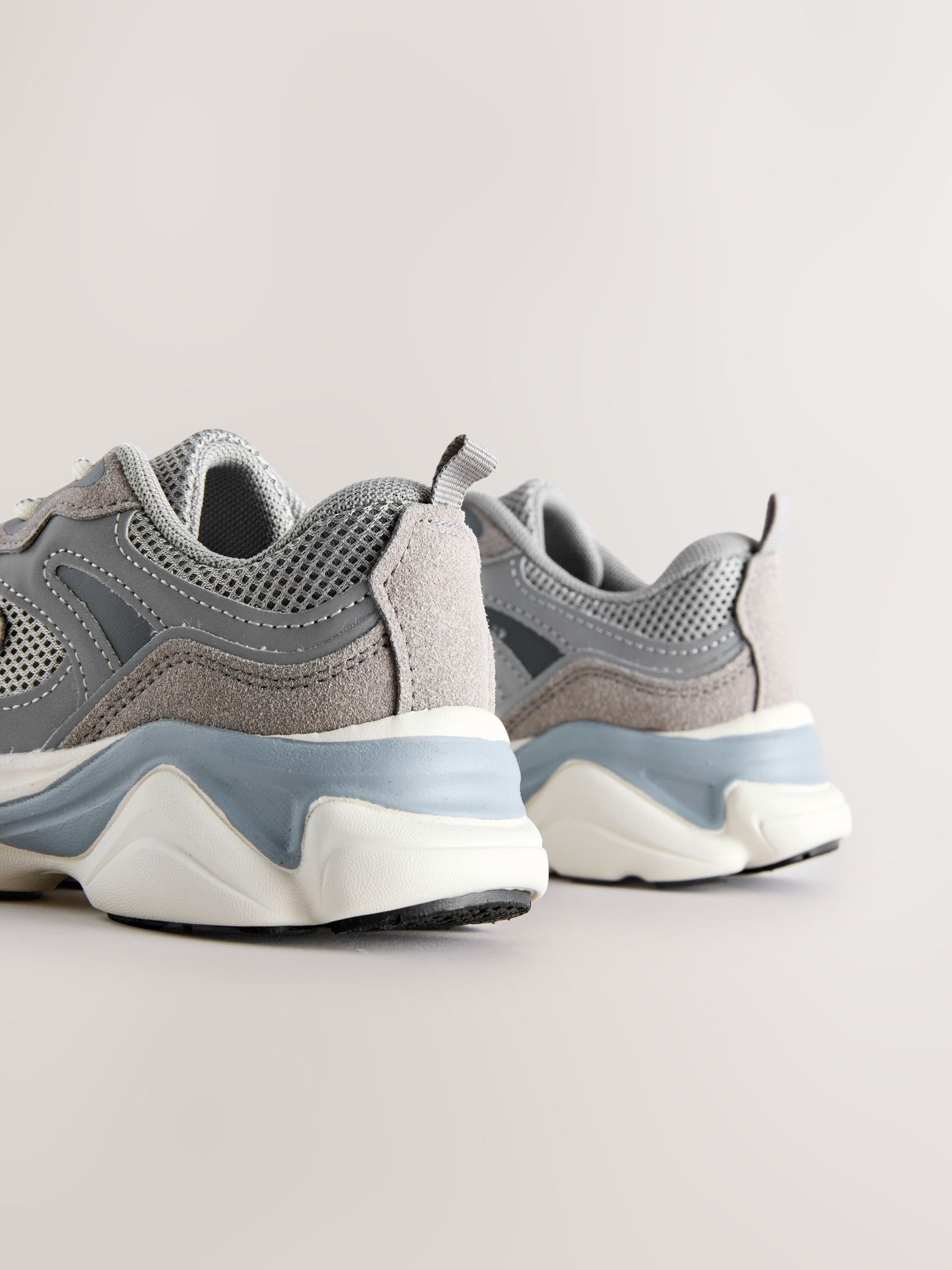 Grey Lace Up Trainers image 3
