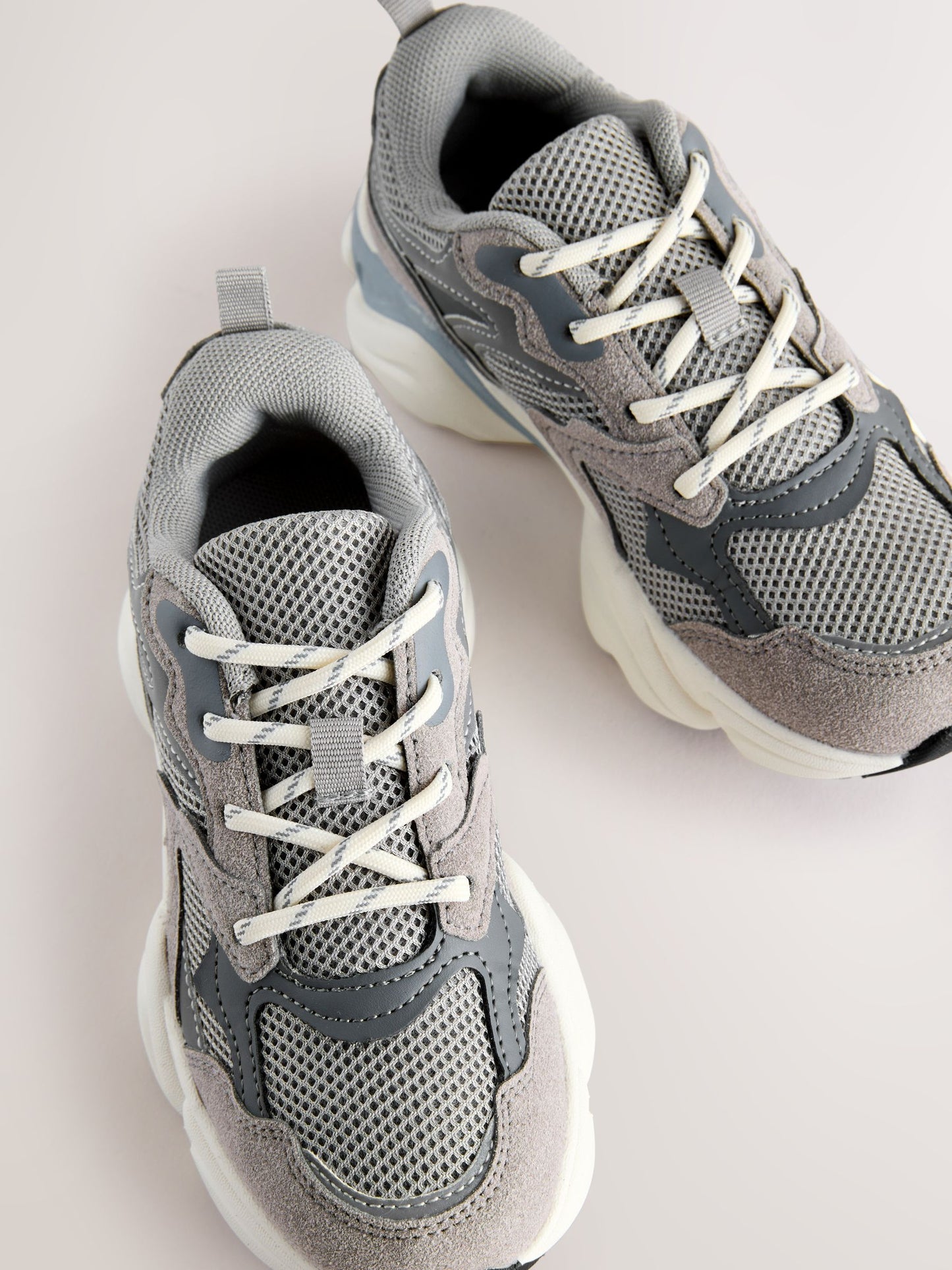 Grey Lace Up Trainers image 4