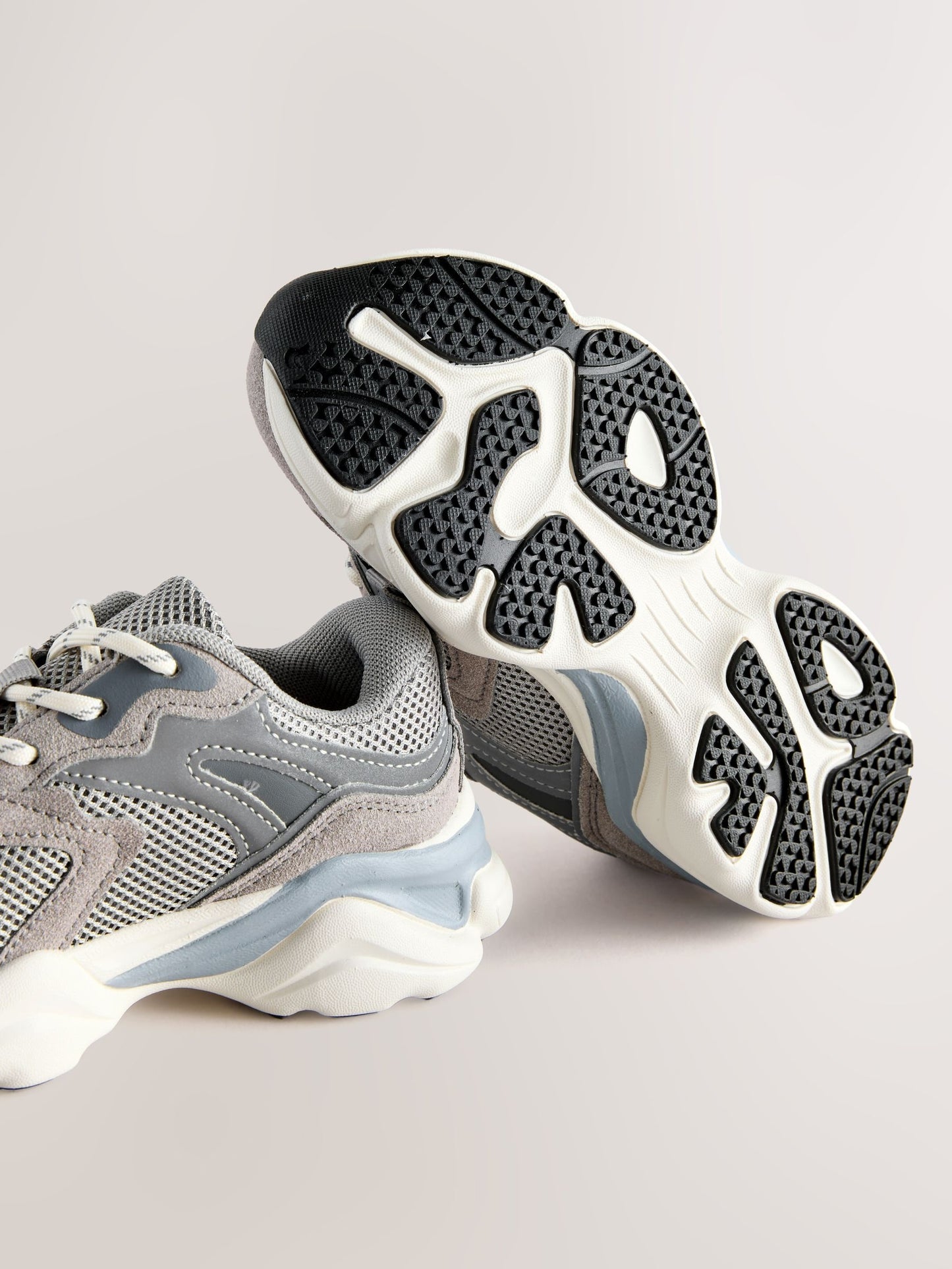 Grey Lace Up Trainers image 5