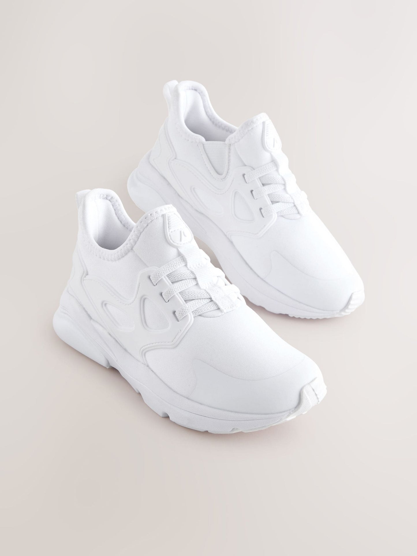 White Standard Fit (F) Elastic Lace Trainers image 1
